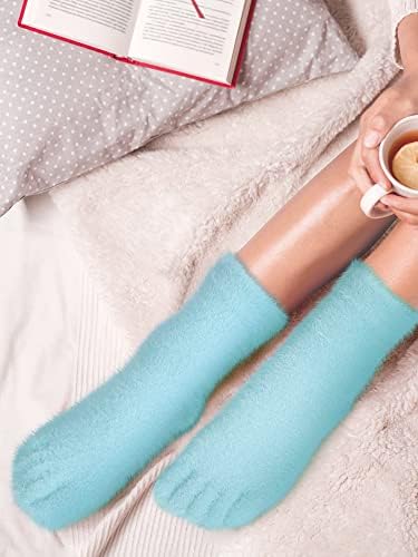 4 пара чорапи за женски пети шарени чорапи за сепаратор на пети, нејасни топли пети чорапи за дами зимски трчање атлетски случајни