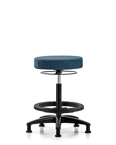 Labtech Седење LT41974 Висока клупа столче, ткаенина, најлонска база - црно стапало прстен, лизгање, сина