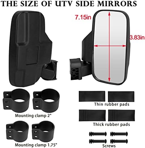 UTV огледала, UTV странични ретровизори се вклопуваат 1,6 -2 ролна кафез-лента, странични ретровизори за UTV компатибилни со Polaris