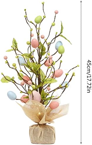 Велигденски украси од 18 инчи LED осветлено јајце дрво, таблети од таблети за домашни забави, пролетни украси, осветлено Велигденско