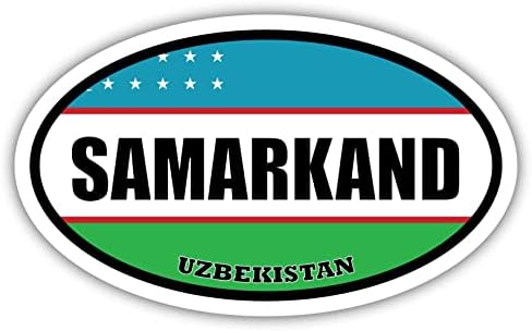 Самарканд Узбекистан знаме овална декларална винил браник налепница 3x5 инчи