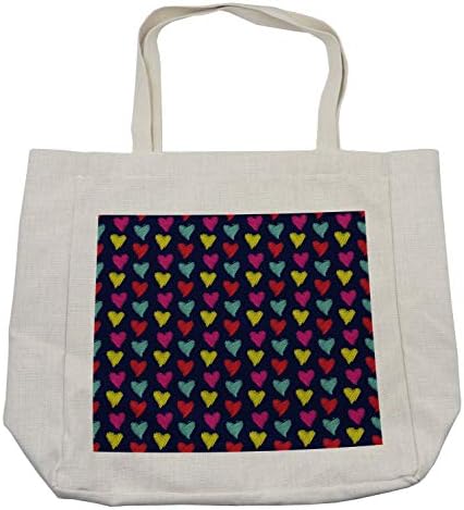 Торба за шопинг на Денот на вineубените во Амбесон, романтични шарени срца Loveубов среќа Тема Тема за Денот на вineубените, еколошка торба