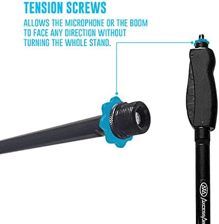 Axcessables MS -2010 and Една рака микрофон Стенд со пондерирана тешка тркалезна основа и брзо прилагодување на висината на зафат