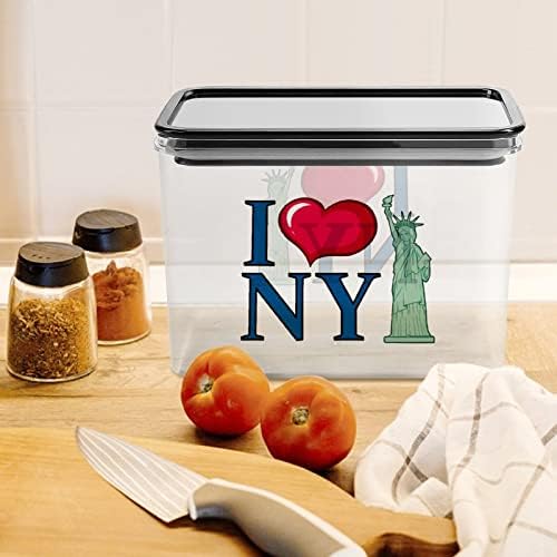 Го Сакам Њујорк Кутија За Складирање Пластични Канистри За Контејнери За Организатор На Храна Со Капак за Кујна