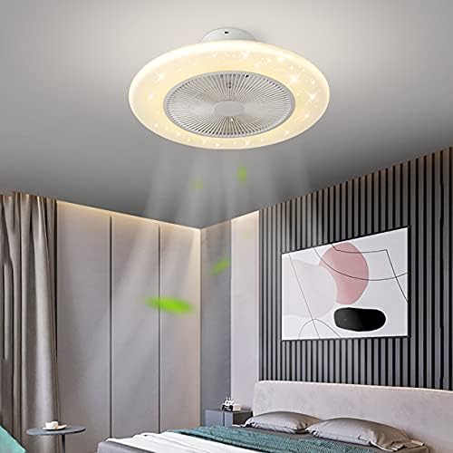 Фехун тавански вентилатор со светло осветлување на вентилаторот 3 Брзини LED во спална соба LED затемнет вентилатор Светло на таванот