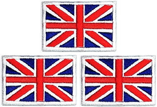 Кленплус 3 парчиња. 1. 1Х1, 6 ИНЧИ. Мини Британската Унија Џек Знаме Лепенка Земја Национално Знаме Везени Апликација Значка Закрпи САМ ЈАКНА