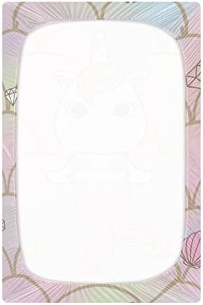 Алаза Пинк Еднорог сирена Дијамант и обвивка за креветчиња, опремени листови за басинет за момчиња бебе девојчиња, дете, стандардна големина