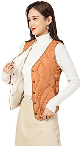 Есенска волна елек цврсто задебелен елек за жени памук без ракави со ракави, палто за зимска надворешна облека
