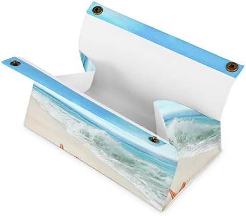 Кутија за ткиво на плажа Сумер Покријте го држачот на кутијата за кожени ткива правоаголен организатор на хартија за хартија за лице