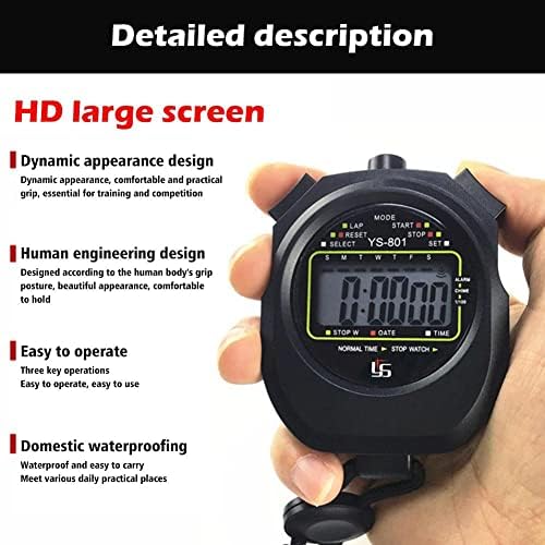 Класичен водоотпорен дигитален професионален професионален рачен LCD рачен спортски стопев V2V6 со стринг тајмер за спортски часовник