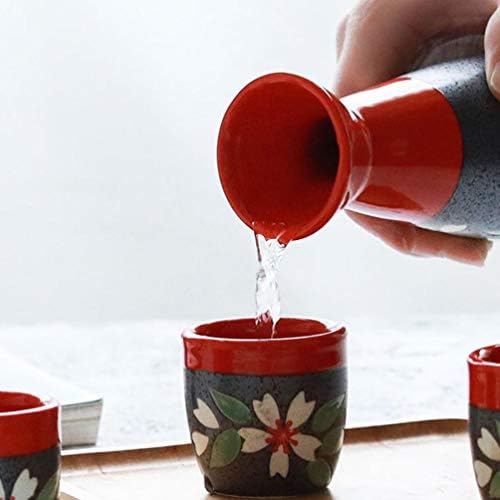 Vorcool јапонски саке чаша цреша цвеќиња порцелани поставете керамички чаши за чај, традиционални чаши за шишиња Токури