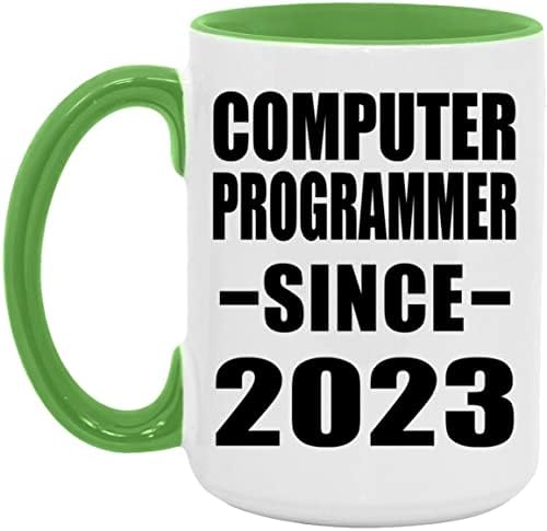 Дизајн на компјутерски програмер од 2023 година, 15oz акцент кафе кригла зелена керамичка чаша чај со рачка, подароци за роденденски