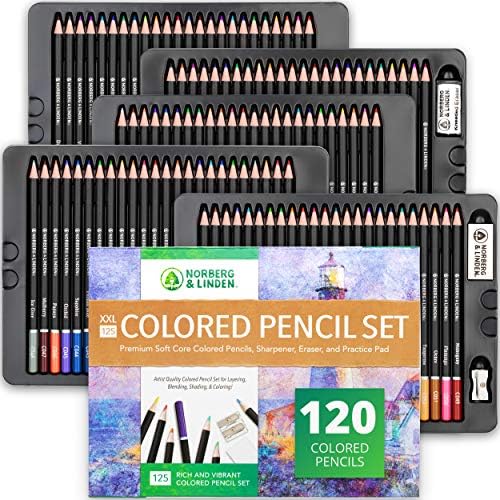 Норберг и Линден обоени моливи за боење на возрасни, премиум 72 моливи во боја, сет за боење на меко јадро, уметнички занаетчиски материјали