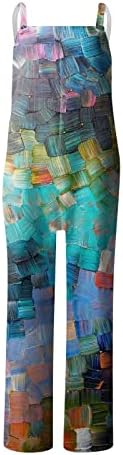 Forwellенски летен летен случај на летни спојки без ракави, ромци ромери Бохо цветни печати широки нозе долги панталони