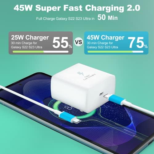 Charger Samsung USB C Samsung, Samsung Super Fast Charger за Samsung Galaxy S23 Ultra/S23/S23+/S22/S22 Ultra/S22+/Note 10/Note