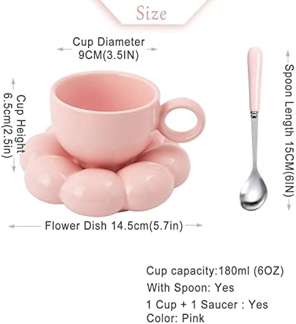 Bignoseeer керамичко цвеќе од кафе, креативна симпатична чаша со облак сончоглед за канцеларија и дом, 6,5 мл/200 мл за чај лате