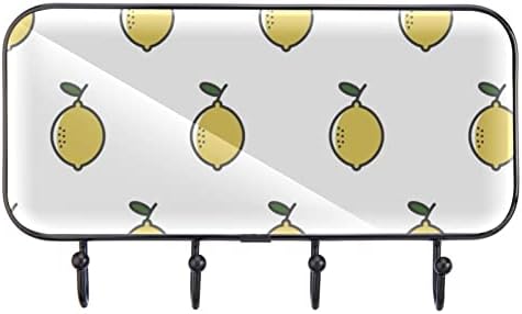 Жолто Овошје Лимон Шема Печатење Палто Решетката Ѕид Монтирање, Влезот Палто Решетката со 4 Кука За Капут Шапка Чанта Облека Бања