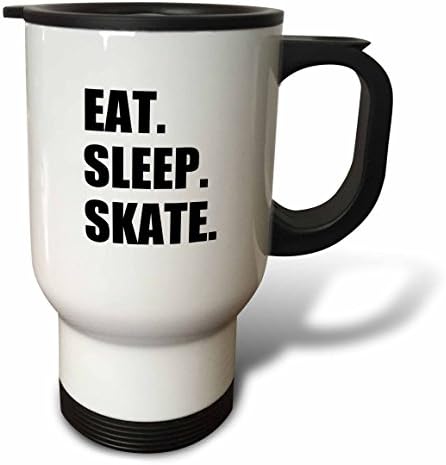 3drose Јадете спиење скејт-лизгање ентузијаст страствен скејтер црн текст за патување со црн текст, 14-унца, не'рѓосувачки челик
