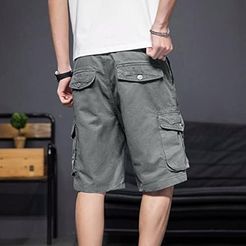 Работни товарни панталони мажи мажи цврста боја дизајн едноставна памучна мода цврсти карго панталони за мажи со