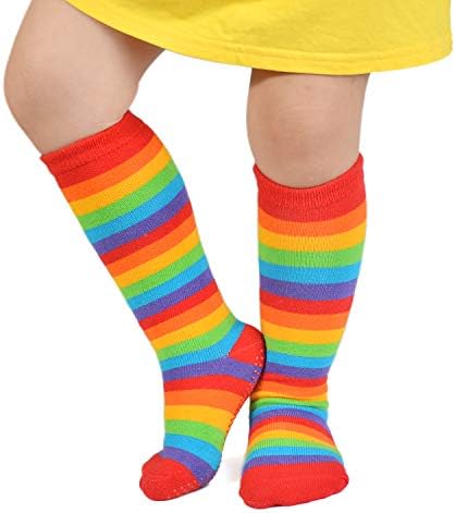 ЕПЕЈ Бебе Девојка Виножито Шарени Колена Високи Чорапи Нелизгачки Униформни Чорапи Од Цевки Фудбалски Чорапи За Мало Дете И Дете