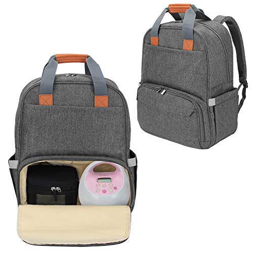 Ранец на пумпа за градите Luxja со прегради за поладна торба и лаптоп, торба за пумпа за градите, погодна за мајки кои работат, сиви