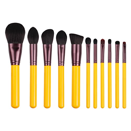 Lukeo жолта серија 11PCS синтетички четки за коса сет-лице и око козметичко пенкало-уметнички коса