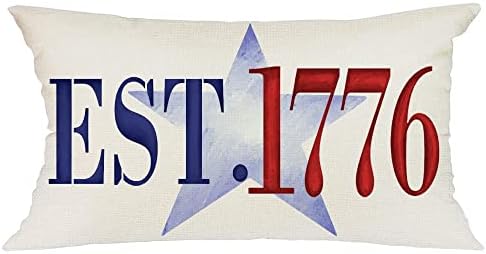 Покријте по патриотска перница од 12x20 инчи starвезда EST. 1776 4-ти јули Денот на декорацијата Денот на декорациите Денот