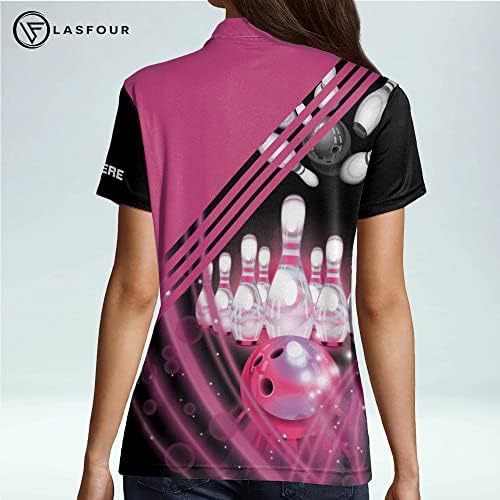 Ласфур персонализирани 3Д кошули за куглање за жени, обичај 3Д кошули за куглање за жени, подароци за lубител на куглање