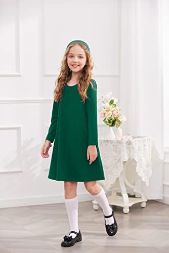Аршинер Девојки Се Облекуваат Деца Со Долги Ракави Еднобојна Обична Маица Фустан
