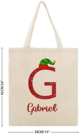Прилагодена Божиќна азбука буква f платно торба монограм почетна торба за намирници летна торба невестинска забава подарок за венчавки