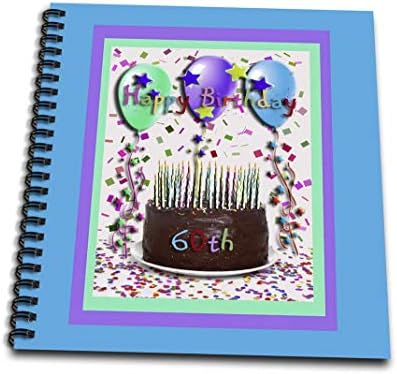 3DROSE DB_20206_3 Среќен роденден 60 -ти чоколаден торта - мини белешка, 4 на 4 “