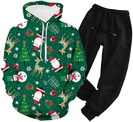 Дуксери и џемпери на Дедо Мраз и џемпери поставени за момчиња девојчиња 2 парчиња облека мода за потта за потта