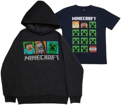 Minecraft Hoodie И Маица Комбо 2-Пакет За Момчиња, Момчиња Маичка Дуксер И Мета Пакет Во Собата