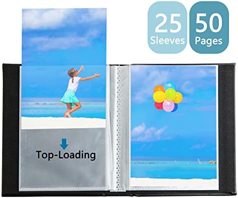 Артмаг Фото албум 4x6 50 џебови 2 пакувања, кожна корица мини фото -книга, може да заштеди 100 фотографии за 4x6 слики, уметнички