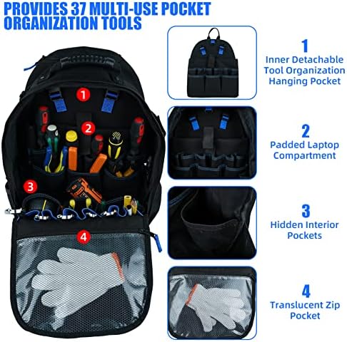 КОНД Алатка за тркалачки торба Цврст HVAC-Backpack & мали торби со алатки Платно патент торбичка