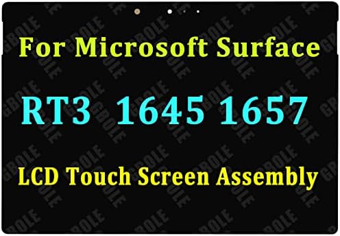 Замена на екранот Gbole за Microsoft Surface 3 1645 1657 RT3 LCD екран на допир Дигитализатор на дигитализатор 1920x1280 FHD