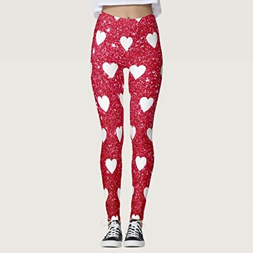Iius Valentines Heigh Rise Healgings за жени усни печати јога што трчаат хеланки Ултра мека четкана затегната теретана панталони за вежбање