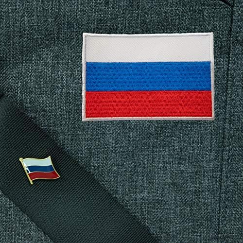 А-Еден 3 парчиња Пакет- Кетрин Палас извезена лепенка+Русија знаме на знамето и значка, Русија обележје, значка за карактеристики