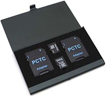 PCTC Пренослив Држач За Алуминиумска Мемориска Картичка За НОСЕЊЕ На Sd MicroSD Micro SDXC SDHC TF Картичка СО 3m Леплива Матрица Црна