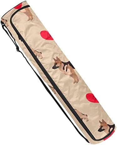 Куче со печати со шепи на црвено срце јога мат торби со целосна зипска торба за носење жени за жени, вежбајте носач на јога