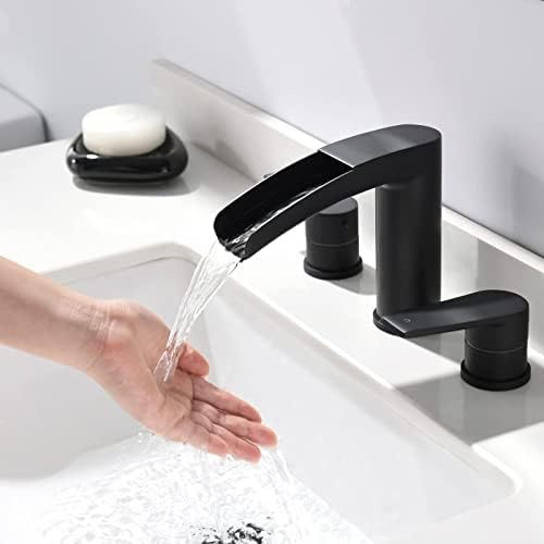 Цврст месинг 2 рачка широко распространета тапа за мијалник за бања од Phiestina, со не'рѓосувачки челик се појавува одвод, WF008-4-BN+NS-WF005-MB