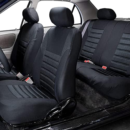 FH Group Car Seat Seat Covers Full Set Black 3D Air Mesh - Универзално вклопување, автомобилски, покривка на седиштето на долниот