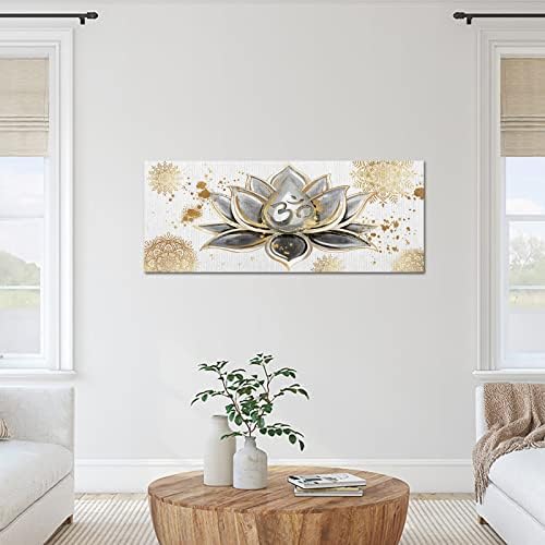Tiuauit Lotus Flower Canvas wallидни уметности јога слики жолто и сиво зен дома декор врамени уметнички дела за јога спа дневна