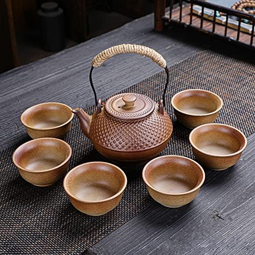 Кинески чај од KeyDuacu, груба керамика изработена чај, сет за чај од кунг фу, елегантен азиски сет за чај, loversубители на чај/мажи/жени