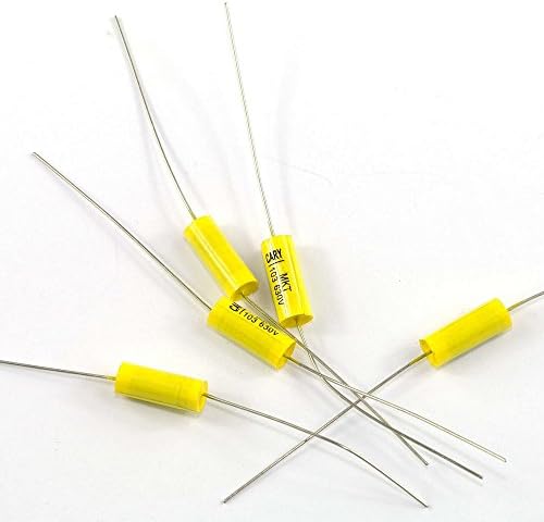Кари 10 парчиња жолти долги олово аксијални полиестерски филмови кондензатор 0.01UF 630V FR цевки засилувачи