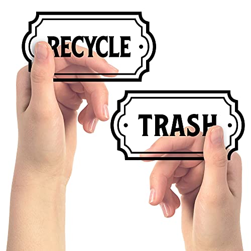 Симбол На Логото за рециклирање И Ѓубре-Елегантен Златен Изглед За Корпи За Отпадоци, Контејнери и Ѕидови - Ламиниран Винил Налепница
