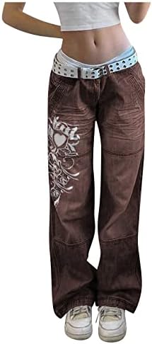 Cokuera Baggy фармерки за жени со високи половини случајни лабави цврсти/печатени панталони елегантен роман со широки фармерки за