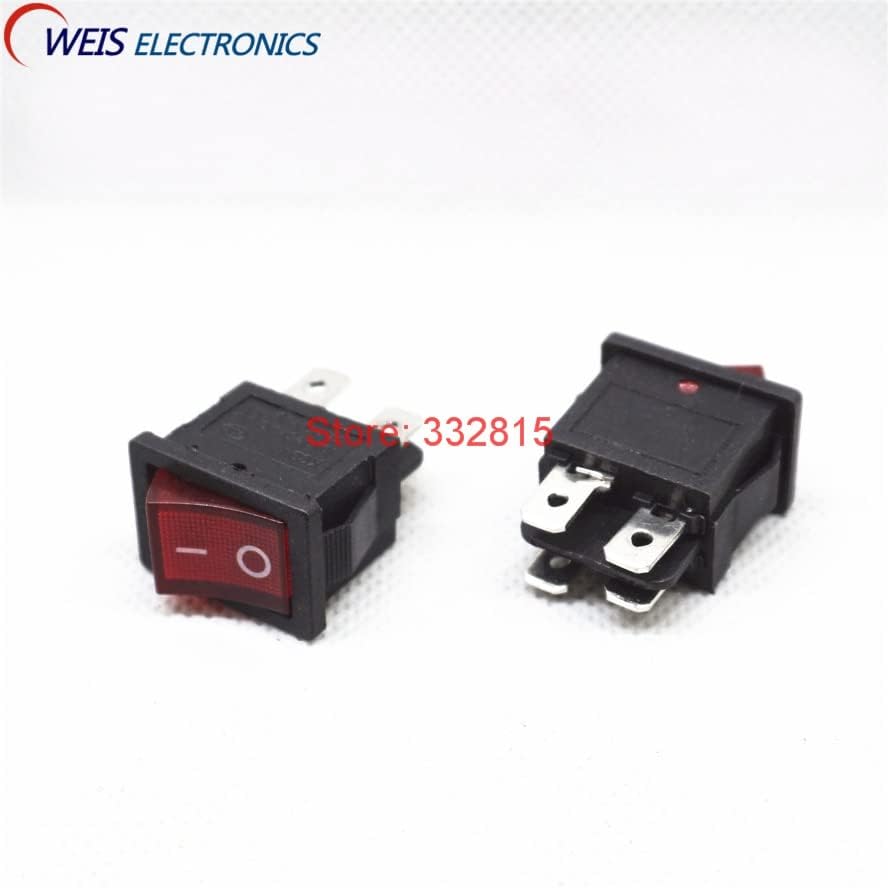 100 парчиња KCD1 KCD1-104 4PIN Rocker Switch со светлина 6A 250V 21x15mm I/O прекинувачи