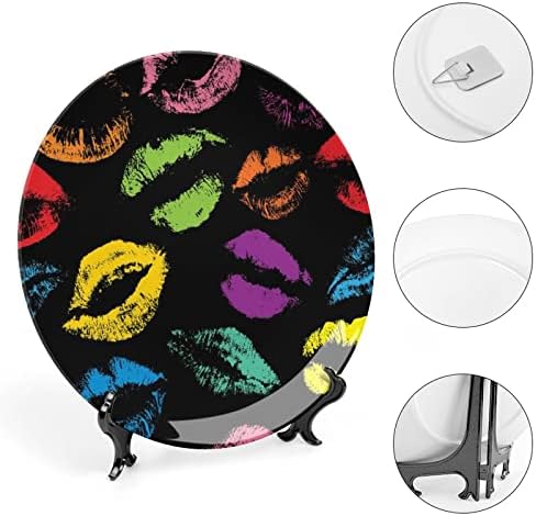 Бои усни отпечатоци од коска Кина Декоративна чинија Тркалезни керамички плочи занает со приказ за домашна канцеларија wallидна