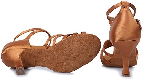 Hipposeus жени rhinestones латински танцувачки чевли сатенска салса салса нето предиво чевли за танцување, модел AF420